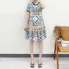 Mizqz Summer Cool Apple Ethnic Print Frill Short Sleeve Mini Dress