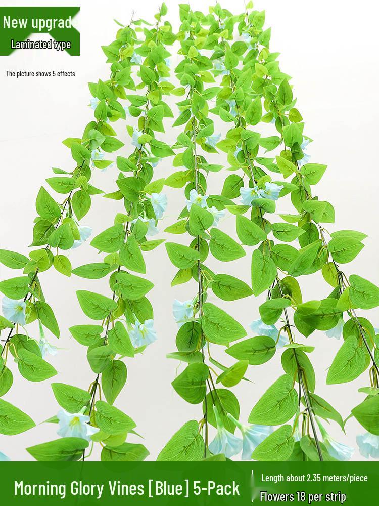 Artificial Rattan Morning Glory and Green Ivy Leaf Vine for Decoration