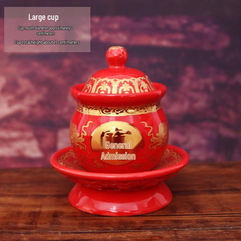 Keramische Opferbecher für Buddha, Guanyin und den Gott des Reichtums - Klein, Perfekt für Weihwasser und zum Anziehen von Reichtum.