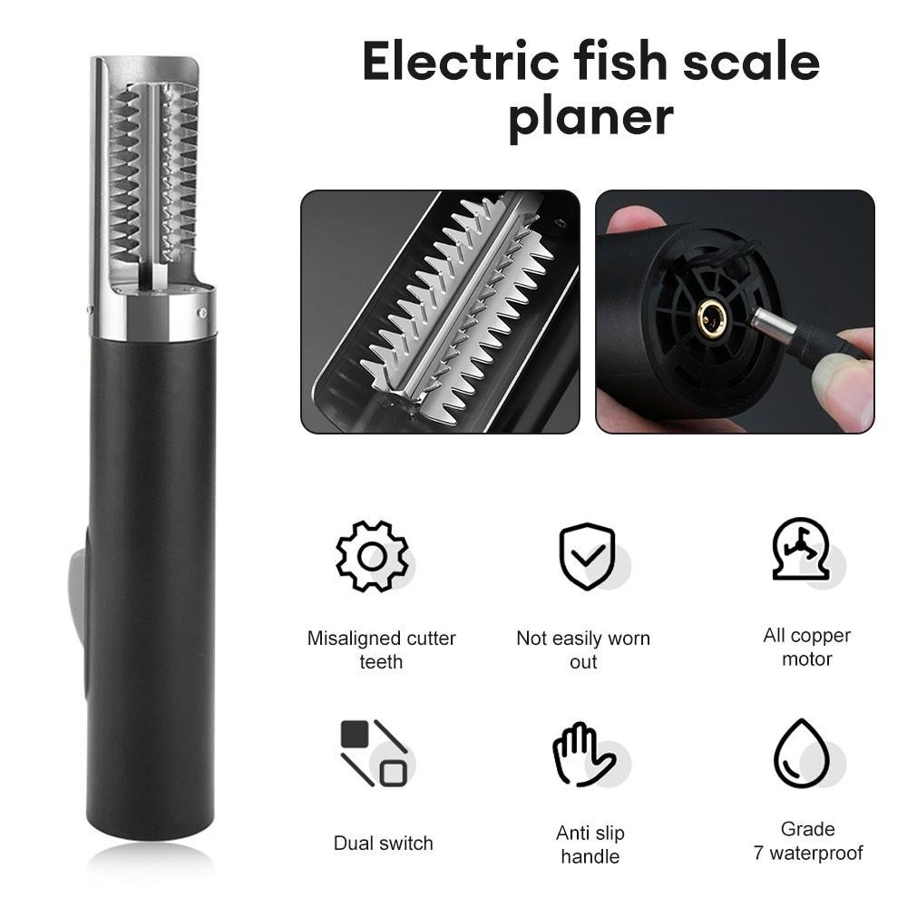 125W Black Electric Fish Scale Planer Powerful Cordless Rechargeable Fish Scale Scraper Remover Black