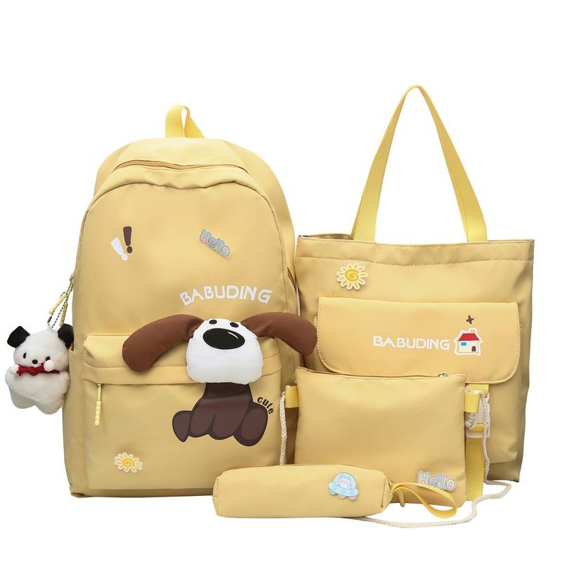 Four-Piece Backpack Set Puppy Student Schoolbag Unisex Large Capacity Backpack