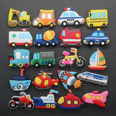 Creative Cartoon Car Soft Rubber Fridge Magnets - Anti-Collision Educational Stickers for Kids