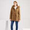 Velvet Cotton Coat Women's Hooded Fur Collar Winter Coat for Warmth Plus Velvet Plus Size Cotton Coat Solid Color Hooded Cotton Coat