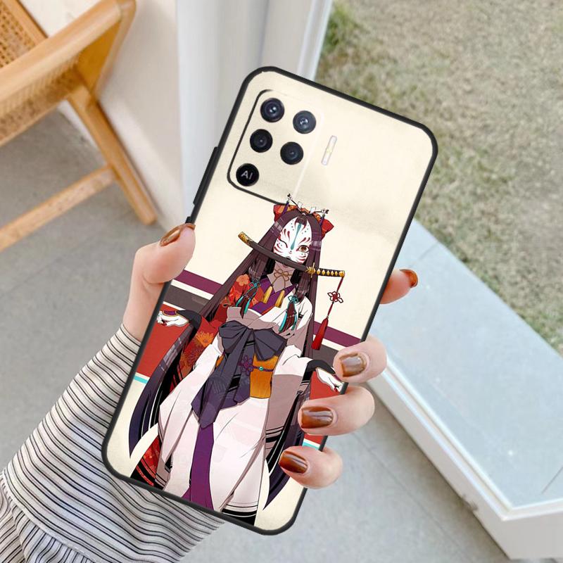 Japanese Style Anime Fox Case For Oppo A94 A74 A54 A80 A60 A40 A18 A38 A58 A78 A98 A96 A76 A16 A15 A17 A57 A77 A5 Pro