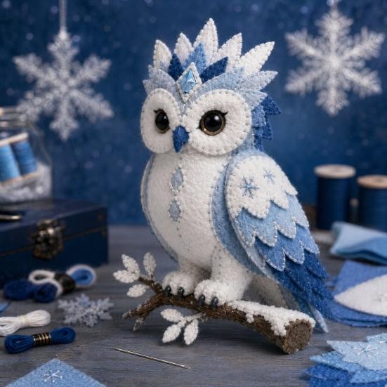 Kit de Patchwork DIY de Animales Árticos para Principiantes, Kit de Costura de Animales Guardianes de Invierno, Kit de Manualidades de Animales de Peluche 3D y Criaturas Míticas para Decoración del Hogar