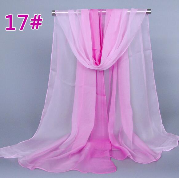 Lady Fashion Voile Girls Scarves Chiffon Scarf Women High Quality Gradual Color Women Silk Scarf  Popular Scarves Wrap shawl