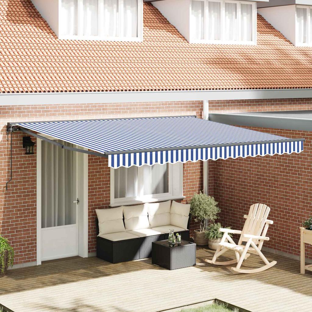Retractable Awning Frame Blue and White 400 X 300 Cm
