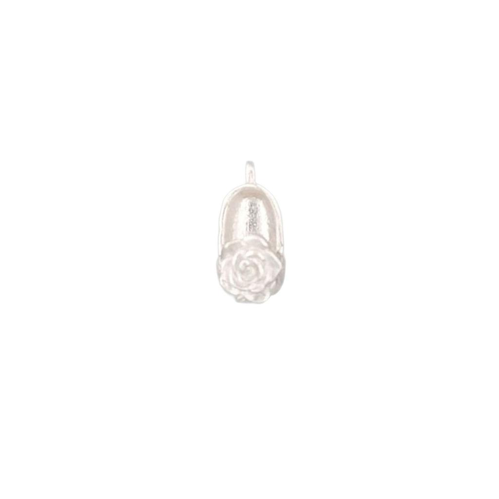S925 Sterling Silver Handmade Versatile Pendant with Rose Embroidery Shoe Accessory