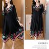 Women's Plus Size Dress Vintage Print Dress Ethnic Style Spring Summer A-line Pleated Stretch Maxi Dress