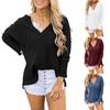 Women's V-neck Fashion Long Sleeve Minimalist Casual Split Plus Size Loose Top