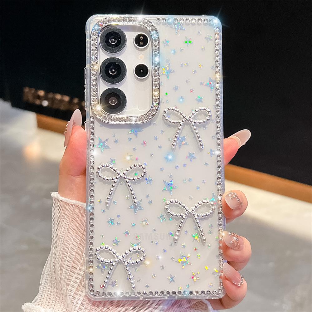 Apple iPhone 11PRO Samsung A11 mobile phone case S11FE/S11 handmade rhinestone with diamond bow