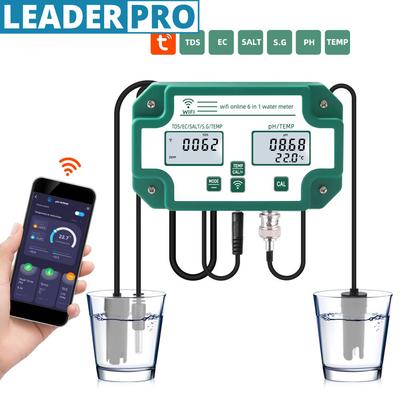 6 In 1 Multifunctional Meter Water Quality Tester Portable WiFi Digital PH Meter Aquarium Smart Monitor Tuya Control APP