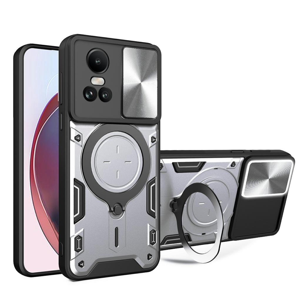 For Oppo Reno10 5G (Global)/Reno10 Pro 5G (Global) Case TPU+PC Phone Cases with Kickstand,Slide Lens Window