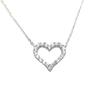 European S925 Sterling Silver Heart Pendant Necklace with Diamond Inlay