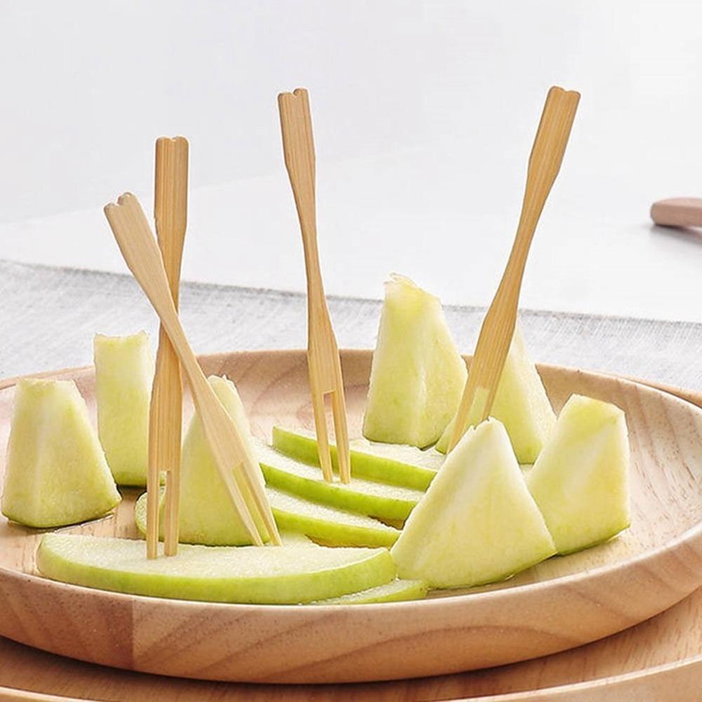 800Pcs Mini Two-prong Fork Dessert Pick Bamboos Raw Snack Fork Lightweight Fruit Fork Cake Dessert