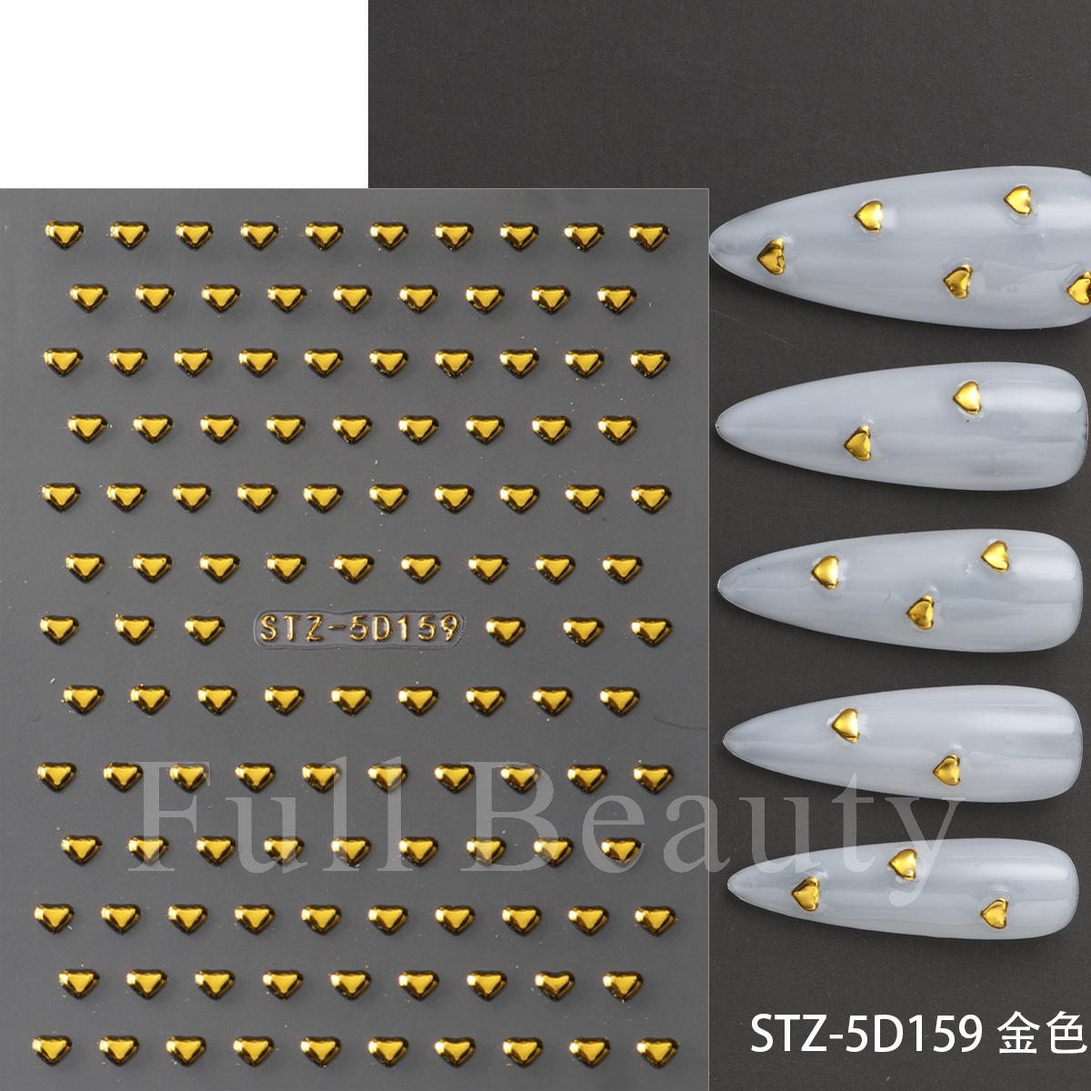 5D New Embossed Nail Art Sticker Hot Gold and Silver Mini Heart-shaped Love Nail Art Sticker