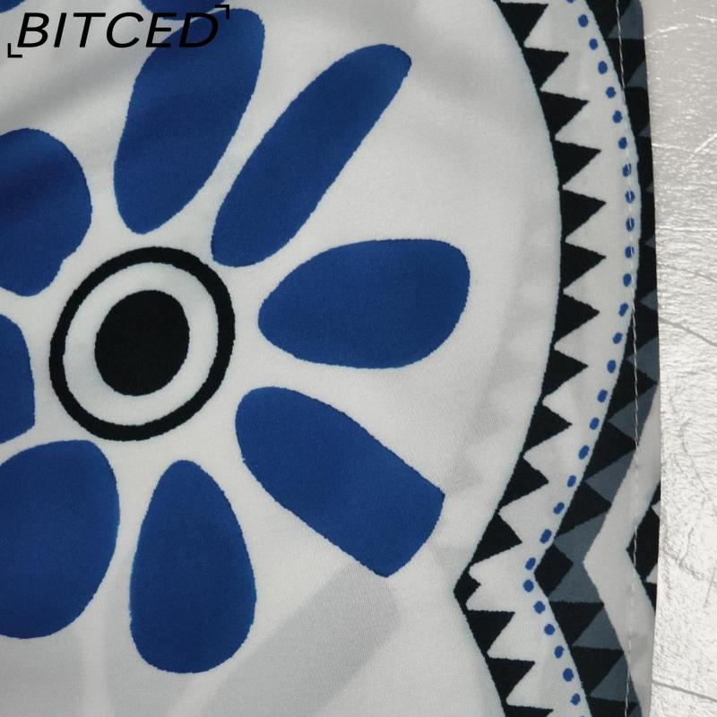 BITCED Women's Elegant Floral Print Fashion Lace-Up Halter Neck Loose-Fit Spring Dress