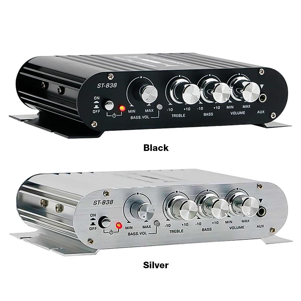 ST-838 HiFi 2.1 Channel Power Amplifier Stereo Bass Sound Amp RMS 80W*2 Class D Mini Media Player MP3 Car Black Home Amplify