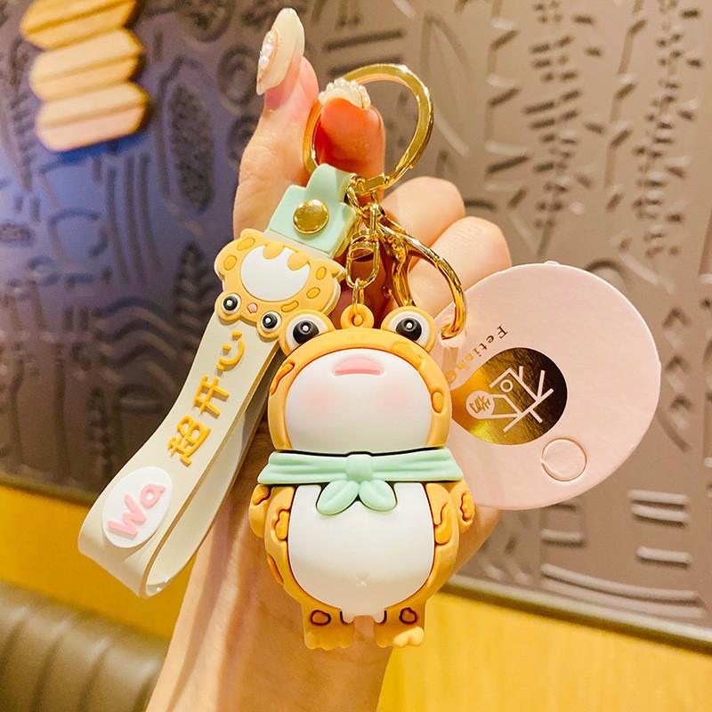

Whimsical Frog Keychain Adorable Pvc Design For Bags Keys And Car Accessories жовтий