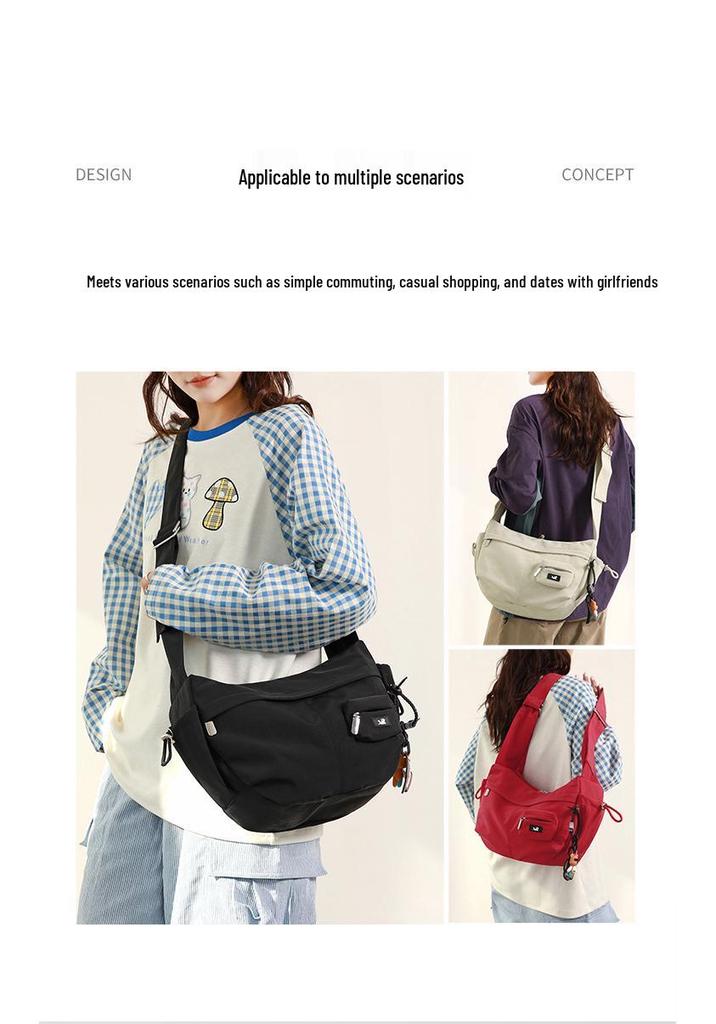Versatile Large Capacity Nylon Crossbody Bag for Female Students – Lightweight Dumpling Shoulder Bag