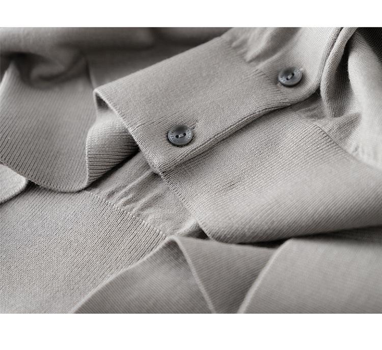 2026 Women's Elegant Fine Wool Cardigan - Loose, Slimming, Round Neck, Solid Color, Single-Breasted Outerwear