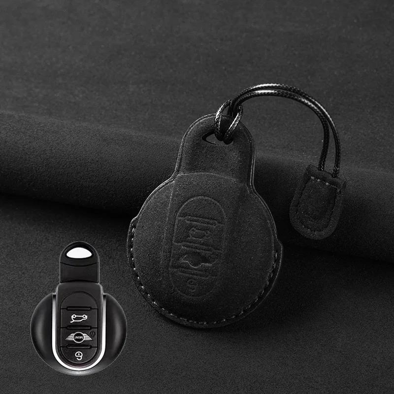 

Suede Leather Car Key Case For BMW MINI COOPER S ONE JCW F54 F55 F56 F57 F60 CLUBMAN COUNTRYMAN Remote Fob Keychain Accessories чёрный
