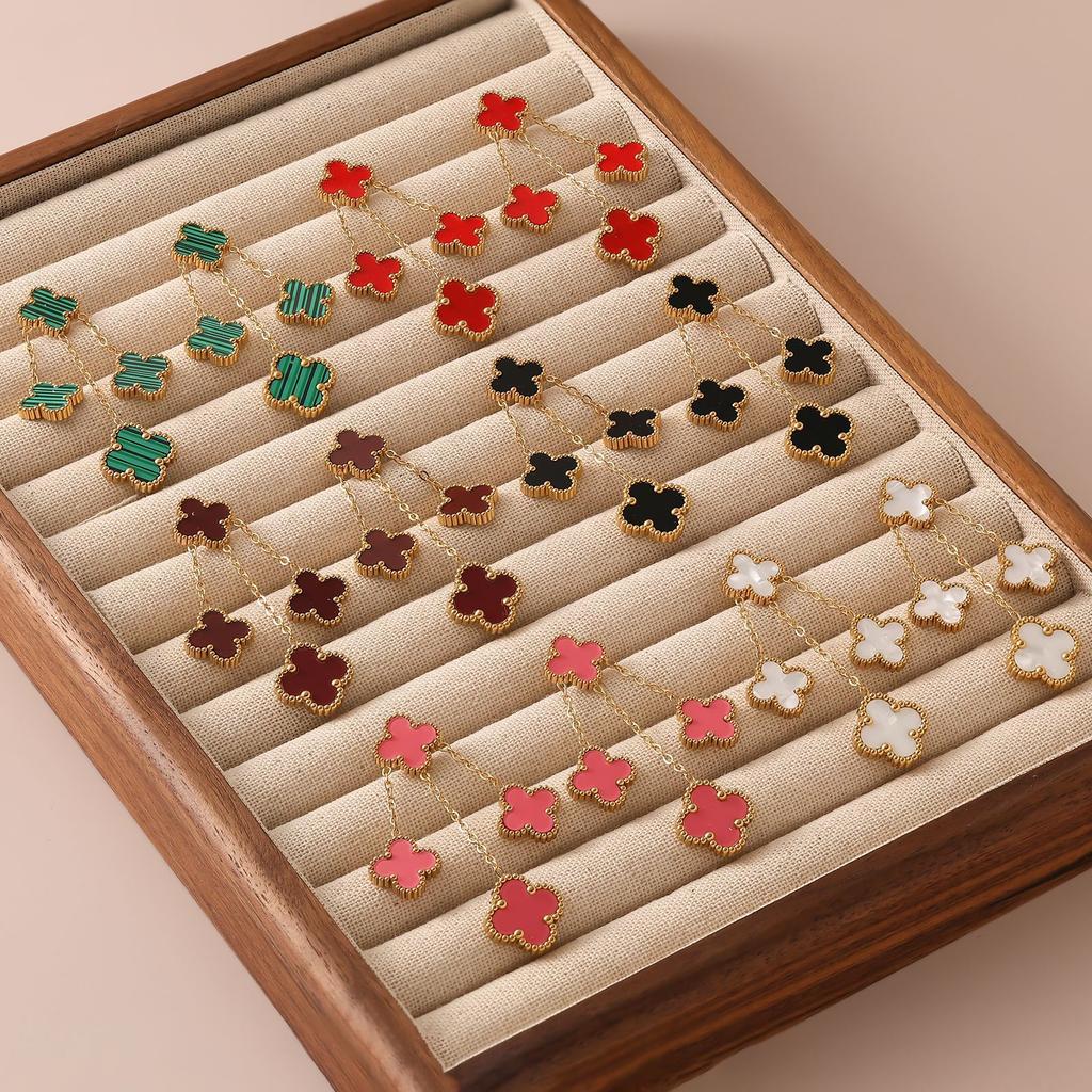 13mm Four-Leaf Clover Tassel Earrings Light Luxury Fashion Fresh Sweet Ladies Earrings