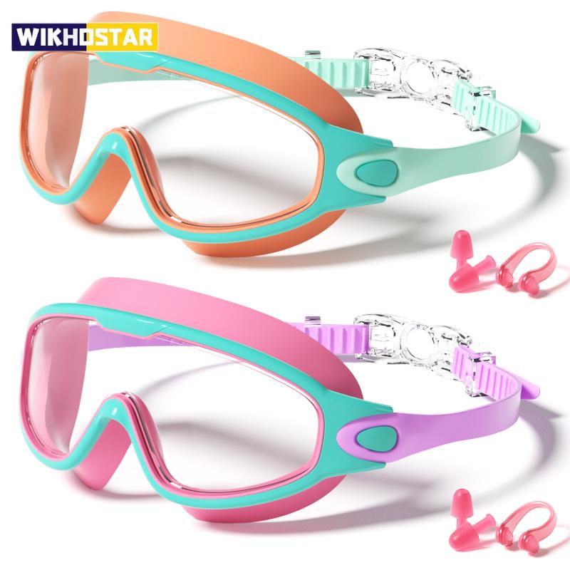 HD Anti-Fog Kids Swim Goggles Waterproof Anti-UV Wide View Swimming Goggles for Boys Girls Age 3-14