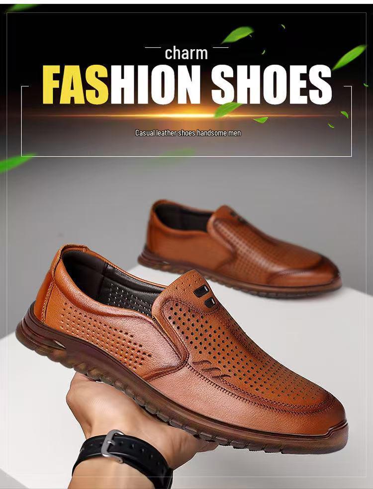 2026 Men's Breathable Soft Sole Slip-On Casual Shoes with Comfortable Rubber Perforated Design