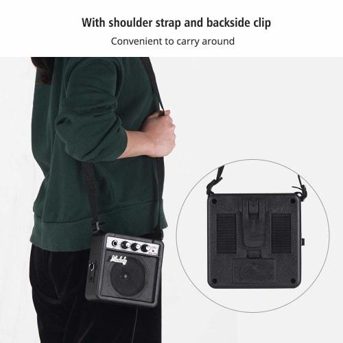 Tickas Mini Guitar Amplifier, 5W Mini Guitar Amplifier with 3.5mm and 6.35mm Inputs, 1/4-Inch Output, Speaker, Volume, Tone, and Overdrive Adjustments