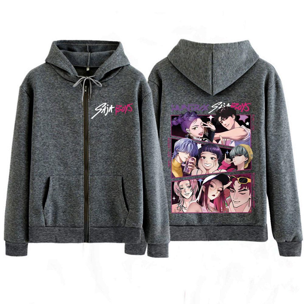 Kpop Demon Hunters Saja Boys Εκτύπωση Φούτερ με Φερμουάρ Άνδρες Γυναίκες Μόδα Casual Αισθητικό Oversized Μακρυμάνικο Harajuku Ζακέτα με Φερμουάρ