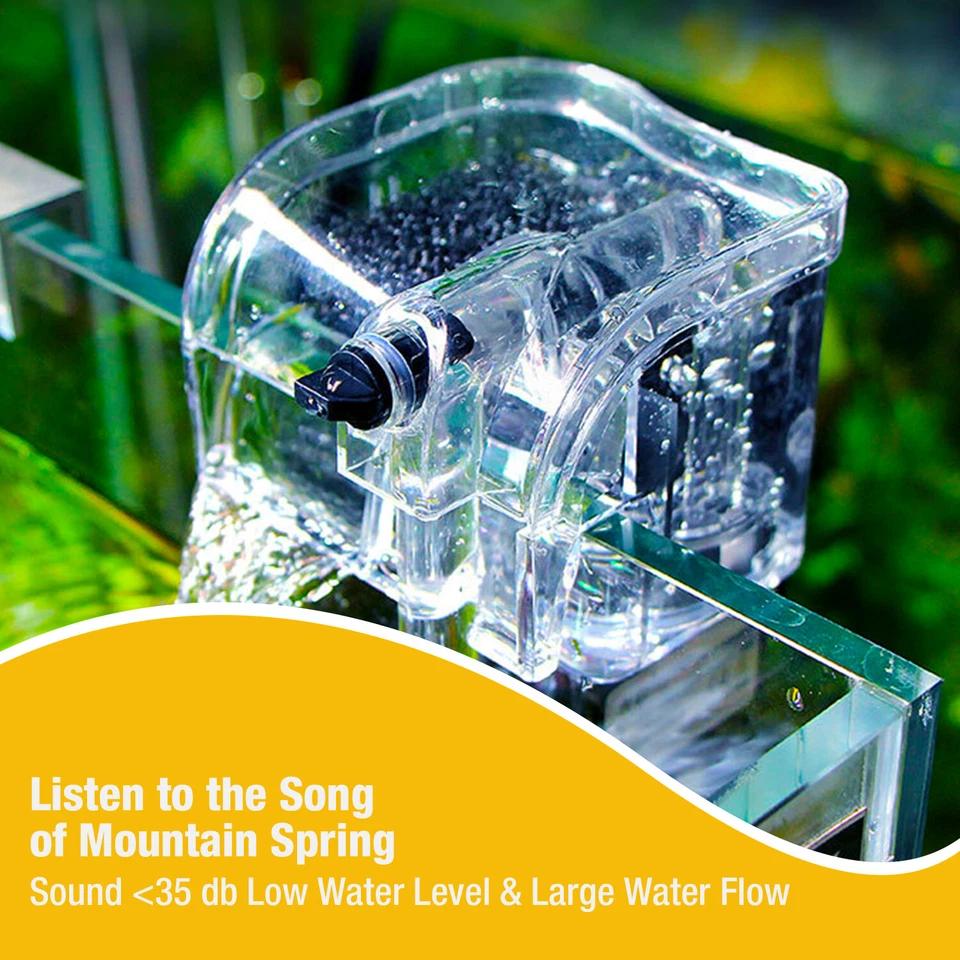 USB Powered Suspended Aquarium Filter Mini Hanging 2.5W 250L/H Flow for Small Fish Tanks Below 30cm Freshwater Pond Water Pump