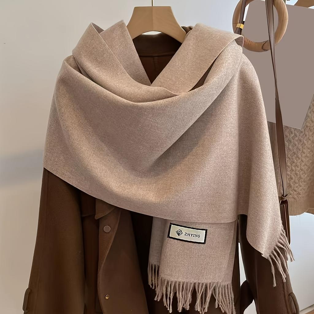 Solid Color Scarf Winter Warm Comfortable Long Tassel Shawl for Men and Women Scarf