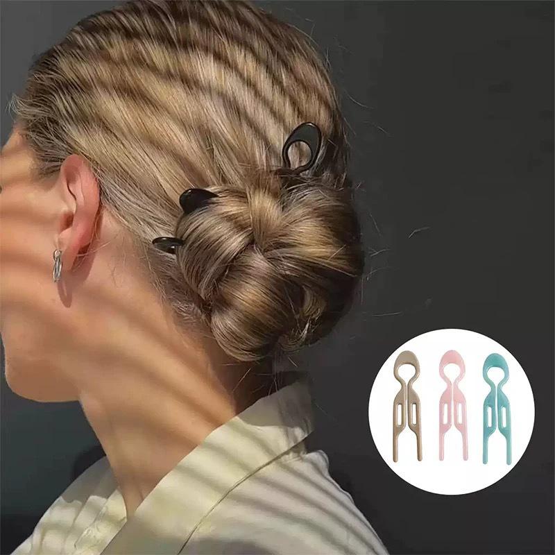 3Pcs/Lot 9cm Plastic U-Shaped Hair Fork For Women Girls Fashion Geometric Hair Sticks Hair Accessories Hairpins Hairstyles