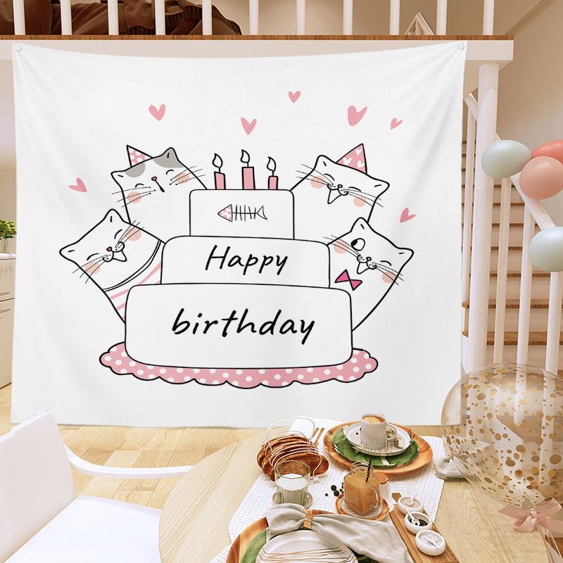 Birthday Party Decoration Tapestry Photo Background Cloth Ins Hanging Cloth Children's Meeting Scene Arrangement Background Wall Photo