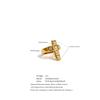 Eetit Size 7 Shiny Cubic Zirconia Cross Fashion Casting Ring for Women Golden PVD Stainless Steel Premium Jewelry Rust Proof