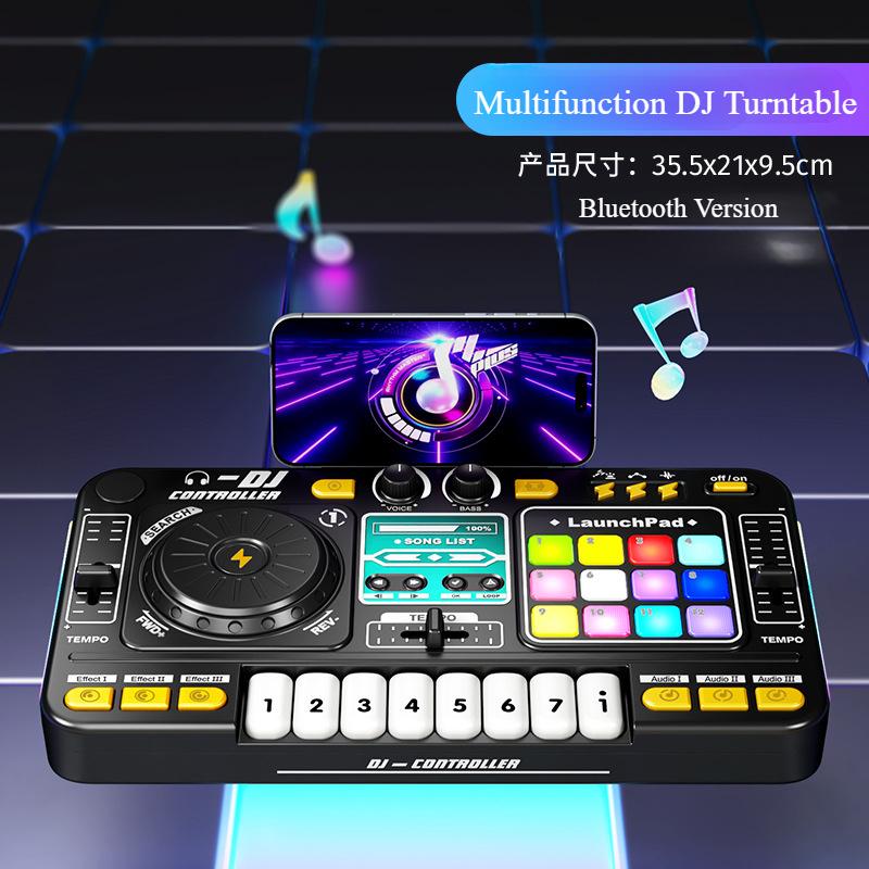 Children Musical DJ Mixer with Microphone Light Bluetooth DJ Turntable Educational DJ Console Junior Music Toy Kids Gifts