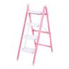4 Step Ladder Non Slip Folding Step Stool Ladder Thickened Flower Stand for Kitchen Bedroom Office Pinkish White