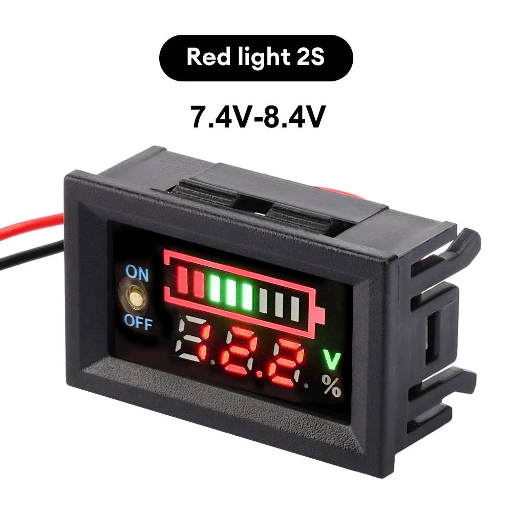 12V Car Lead Acid Battery Charge Level Capacity Indicator 2S 3S 4S LED Battery Capacity Meter 8.4V 12.6V 16.8V Voltmeter Tester