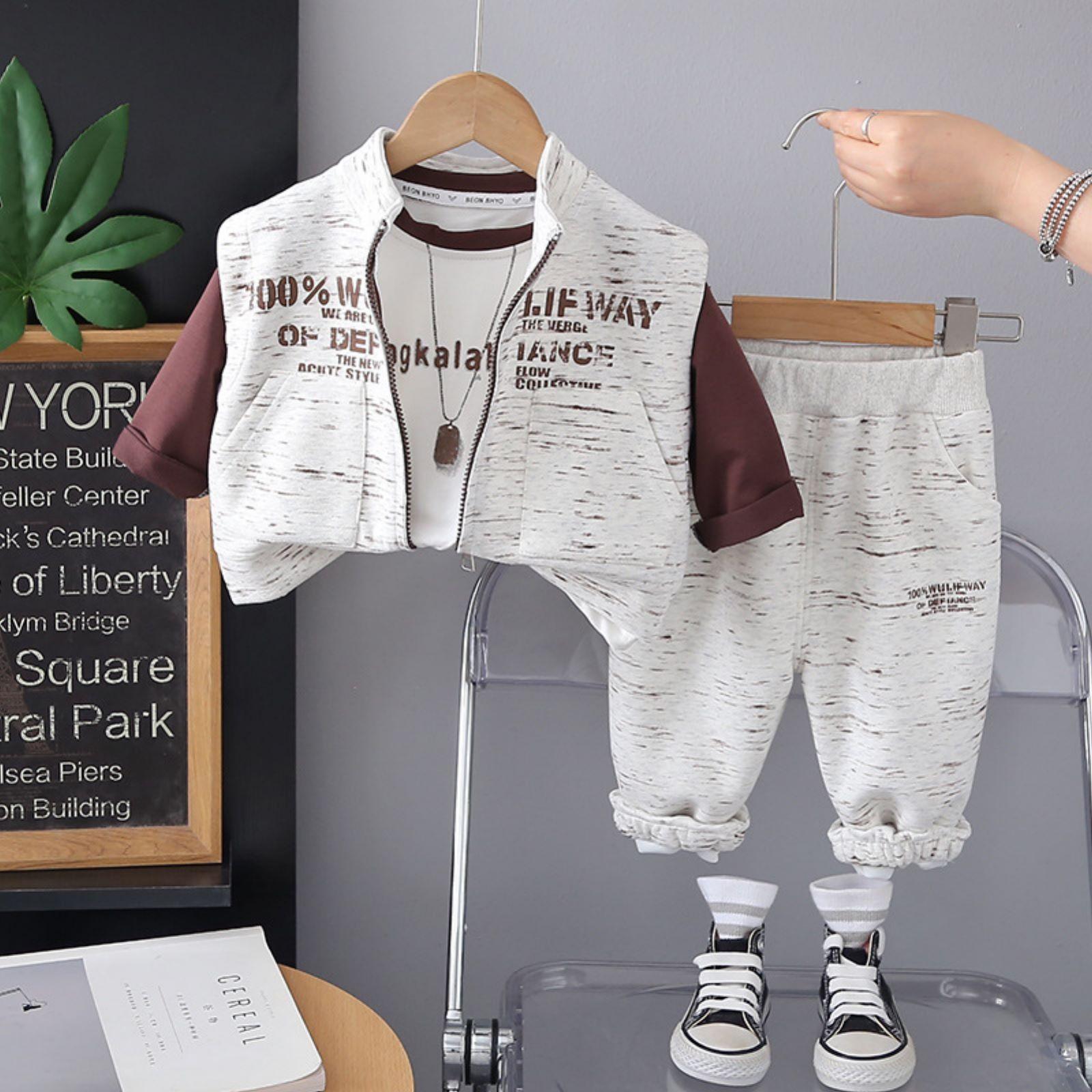 

Детский повседневный комплект с длинным рукавом, удобные наряды для повседневной носки 80 кофейный