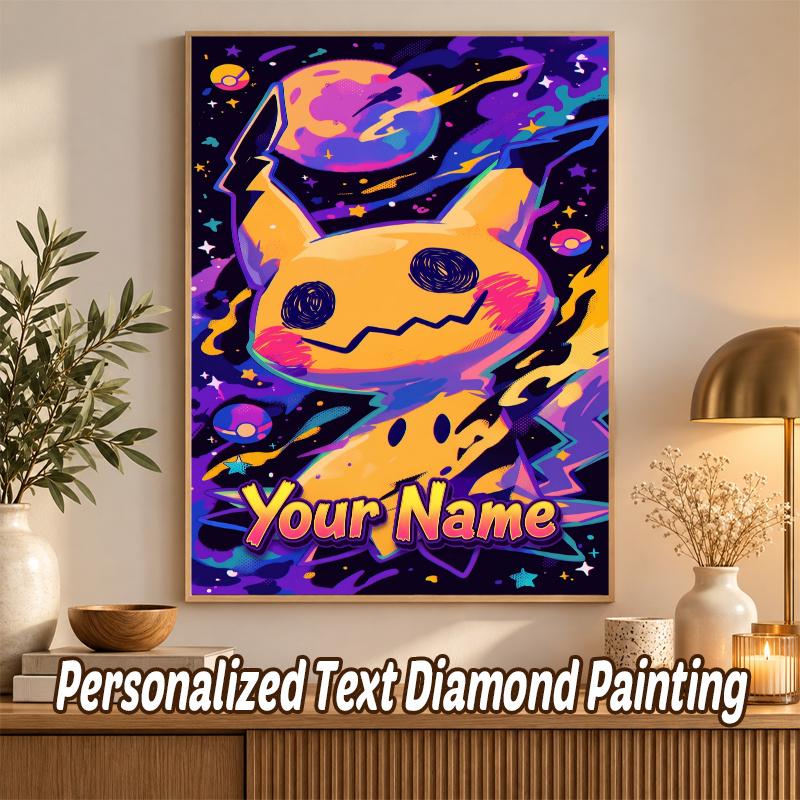 Mimikyu Custom Name Diamond Painting Personalized 5D Full Drill DIY Diamond Art Home Decor