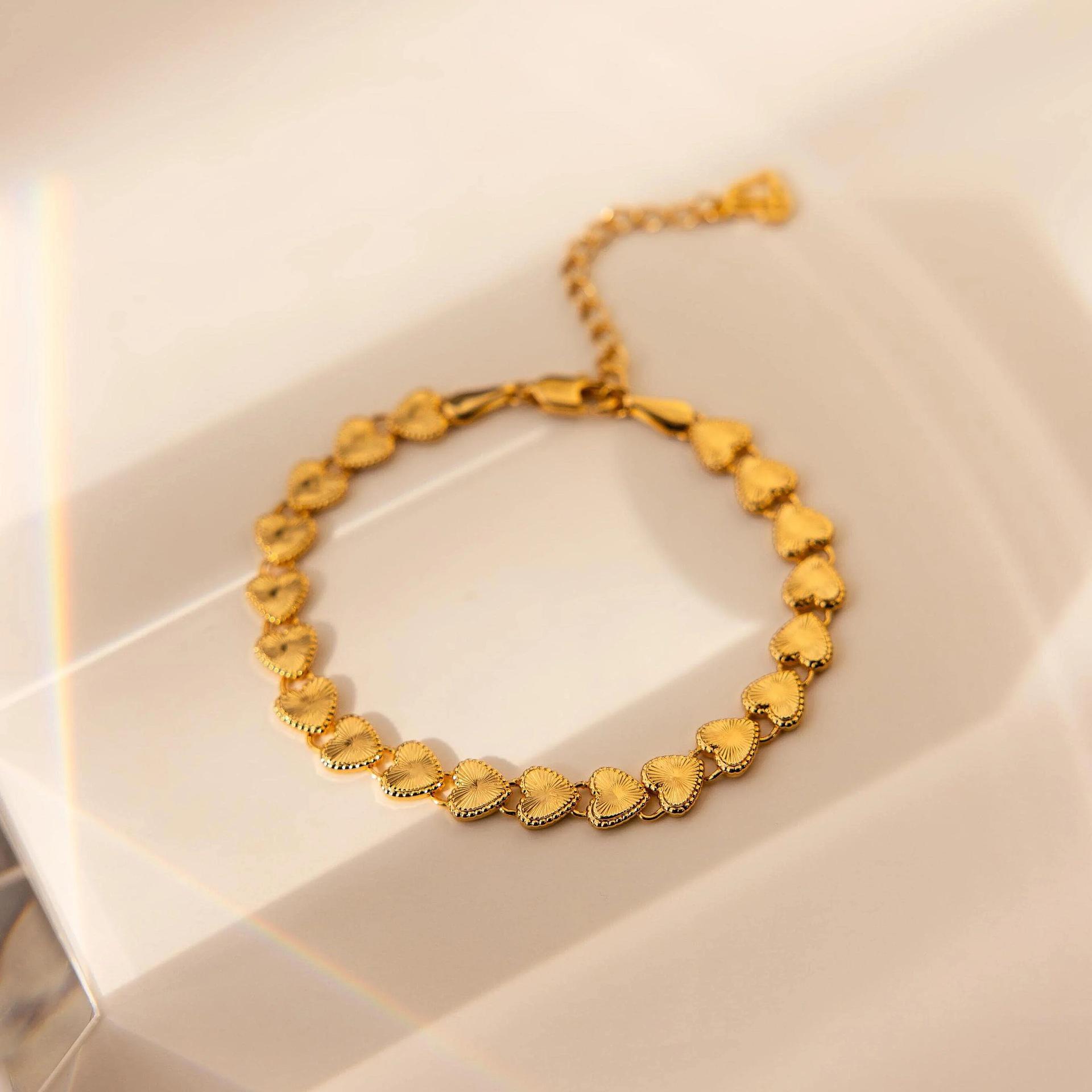 Elegant Heart Sun Bracelet: Adjustable, Fashionable, Gold-Plated Women s Jewelry