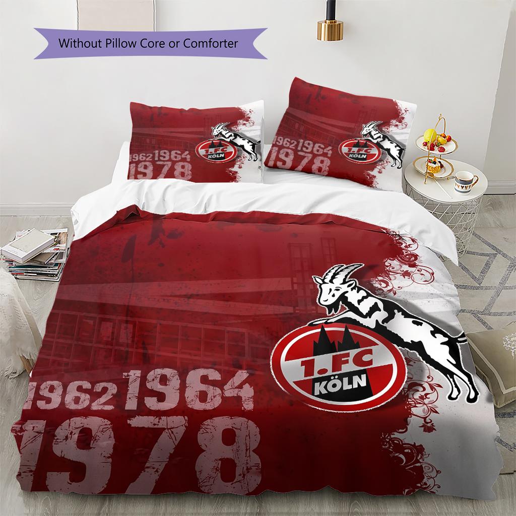 Köln FC Pattern Bedding Home Decoration Birthday Gift (1 * duvet cover + 2 * pillowcase, without core)