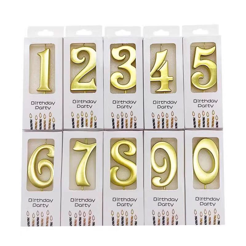 Gold-Plated Number Candle Set (50 Pieces) - Free Shipping, One-Year-Old Birthday Cake Decorations