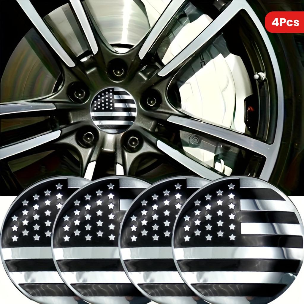 4pcs American Flag Wheel Center Cap Decals, Emblems Sticker 2.2"/ 56mm For Car Motorcycle Truck SUV