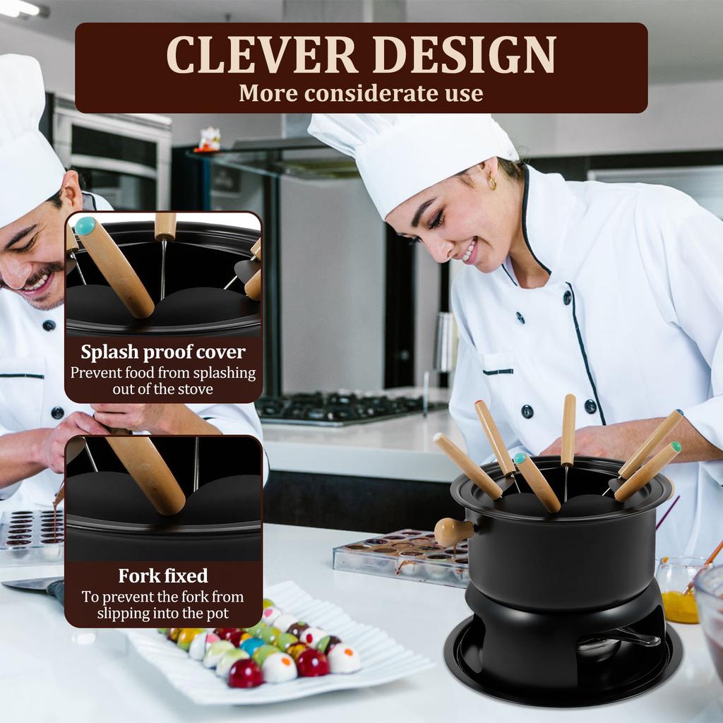 Sýrové Čokoládové Fondue Všestranný Fondue Hrnec na Tavení Sada Nerezová Ocel Fondue Hrnec Sada Rovnoměrné Zahřívání Fondue Vaření Horký Hrnec