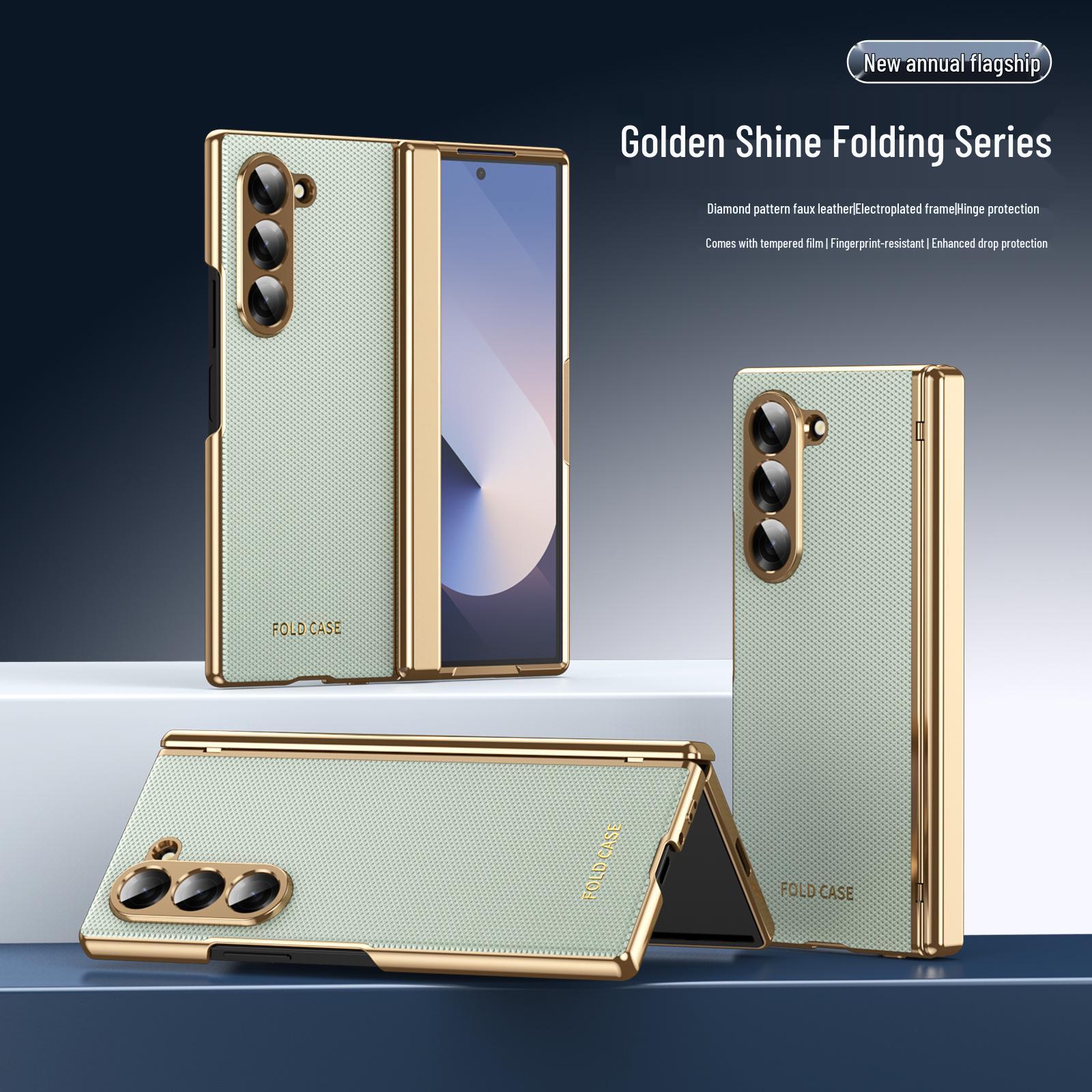 Samsung Z Fold7 Case: Electroplated Diamond Pattern Leather with Full Hinge Coverage for Fold6/5 Z Fold4