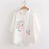 Cartoon Flower Loose Double-Layer Cotton Yarn Long Sleeves Artsy