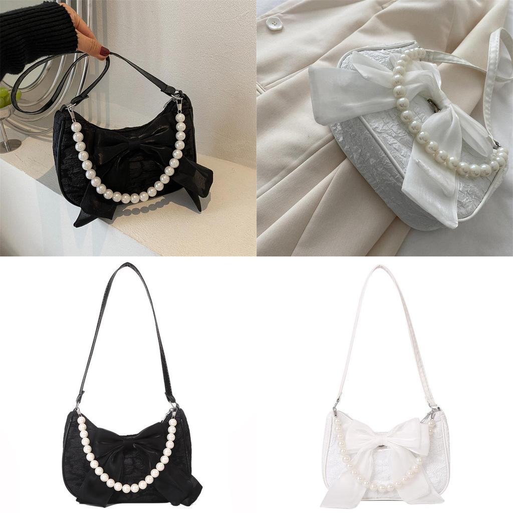 Street Style Ladies Mini Crossbody Bag With Pearl Embellishments And Zipper For Casual Outings