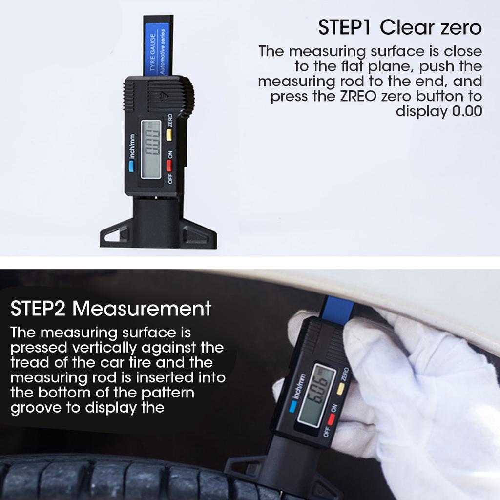 Digitales Profiltiefenmessgerät für Autoreifen, Reifendickenmessgerät, Autoreifenverschleißerkennung, Messwerkzeuge, Tiefenmessschieber